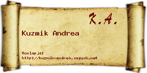 Kuzmik Andrea névjegykártya